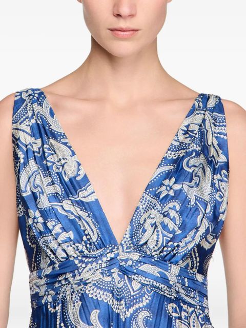 SANDRO V-neck paisley-print dress - Blue
