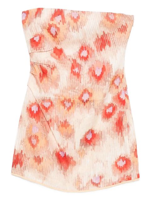 SIR. Fiorella floral-print strapless minidress - Neutrals - zdjęcie produktu nr 1