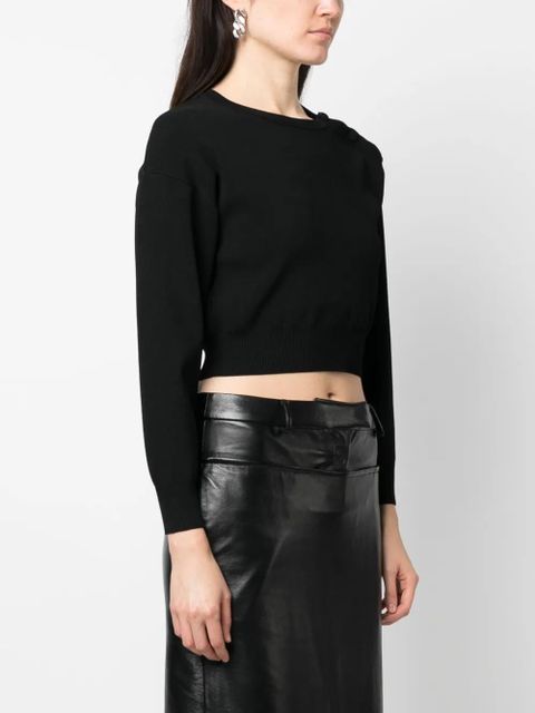 Yves Salomon fine-knit cropped sweatshirt - Black