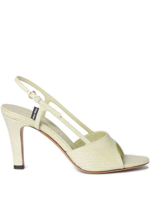Miu Miu slingback leather sandals - Green - zdjęcie produktu nr 1