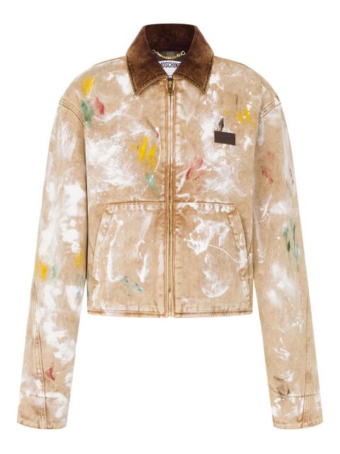 Moschino paint-splatter corduroy-collar jacket - Neutrals - zdjęcie produktu nr 1