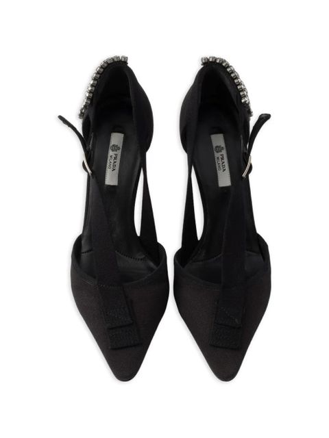 Prada crystal-appliqués canvas pumps - Black