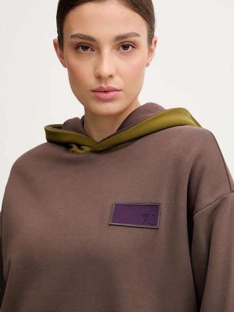 EA7 Emporio Armani bluza dwustronna damska kolor brązowy z kapturem gładka AF10377-7X000156