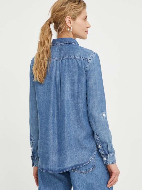 Levi's koszula damska kolor niebieski relaxed z kołnierzykiem klasycznym