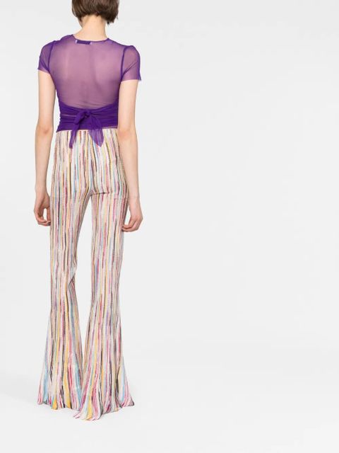 Missoni stripe-pattern semi-sheer flared trousers - Neutrals