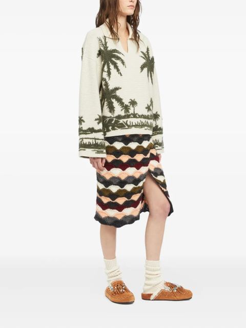 Alanui palm tree-print polo-neck sweater - Neutrals