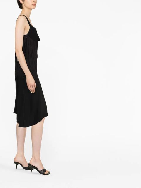Victoria Beckham asymmetric fringed slip dress - Black