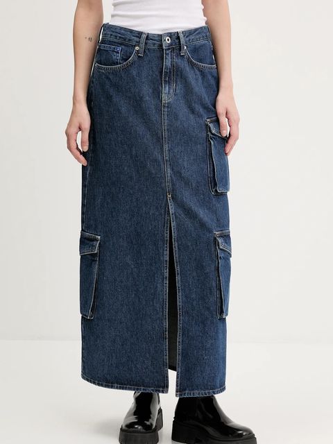Karl Lagerfeld Jeans spódnica jeansowa kolor granatowy maxi prosta A3W12011 - zdjęcie produktu nr 1