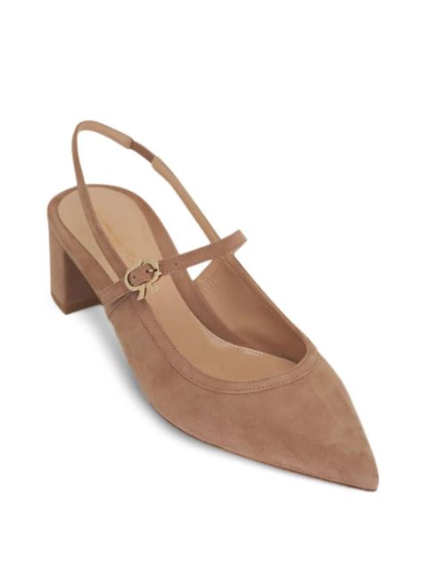 Gianvito Rossi slingback suede heeled pumps - Brown - zdjęcie produktu nr 2