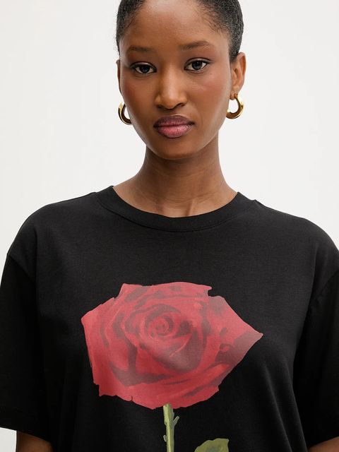 Farm Rio t-shirt bawełniany damski kolor czarny 346292