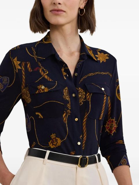 Lauren Ralph Lauren chain-print button-up shirt - Blue