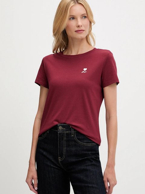 BOSS Orange t-shirt bawełniany damski kolor bordowy 50545288 - zdjęcie produktu nr 1