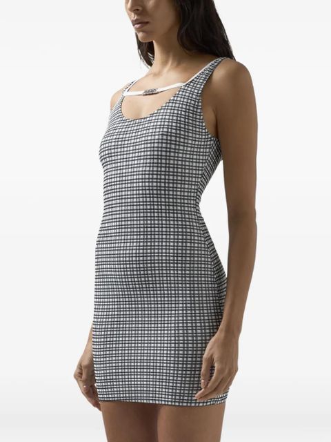 GCDS gingham-pattern mini dress - Grey