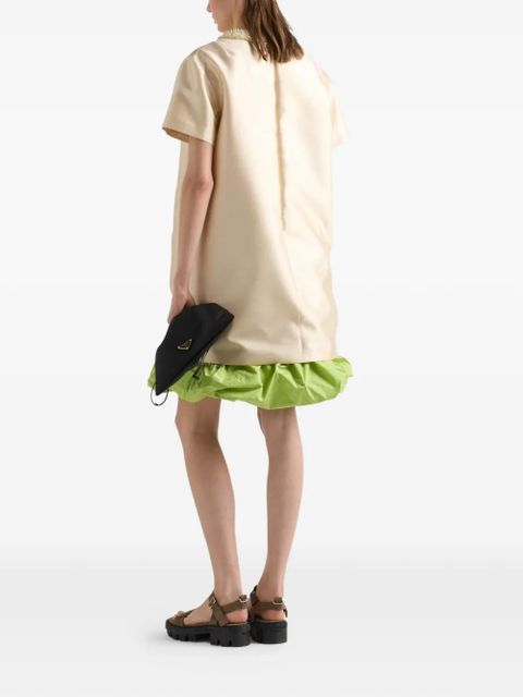 Prada embroidered double shantung dress - Neutrals