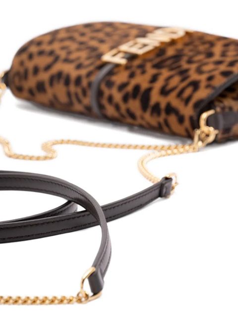 FENDI leopard chain tote bag - Brown