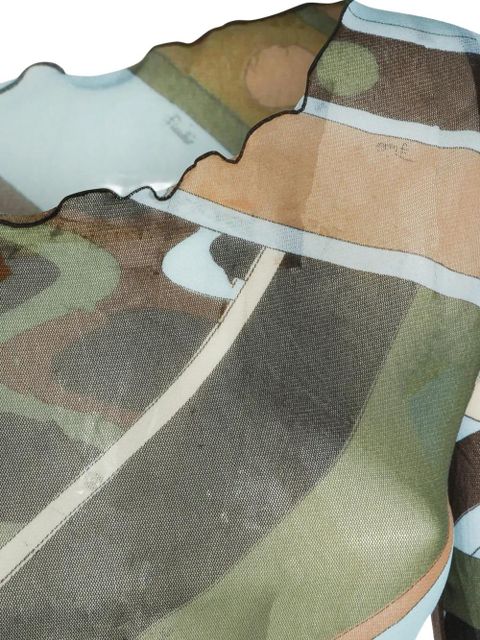 PUCCI geometric-print mesh top - Green