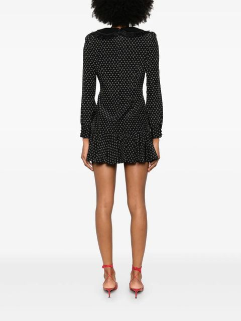 Alessandra Rich flower-print silk mini dress - Black - zdjęcie produktu nr 2