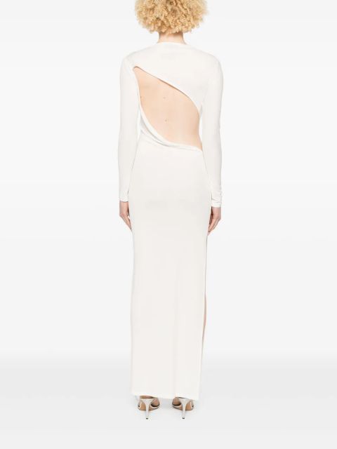 Self-Portrait gathered jersey maxi dress - White