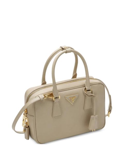 Prada top-handle logo clutch bag - Neutrals