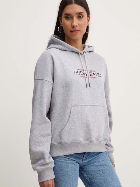 Guess Jeans bluza damska kolor szary z kapturem W4YQ15 KC811 - zdjęcie produktu nr 1
