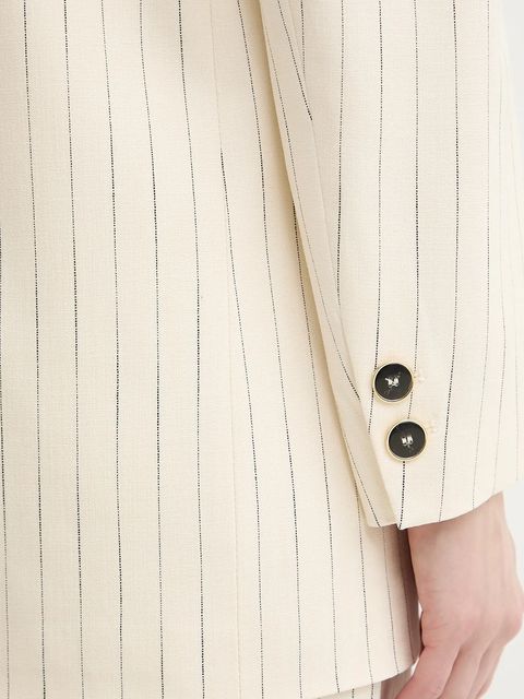 Simona Corsellini marynarka kolor beżowy jednorzędowa wzorzysta P25CPGI009