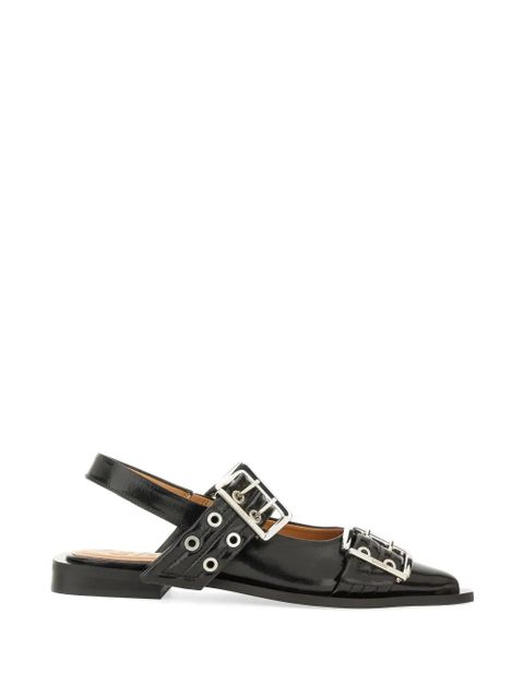 GANNI buckle-detail eyelet-embellished sandals - Black - zdjęcie produktu nr 1