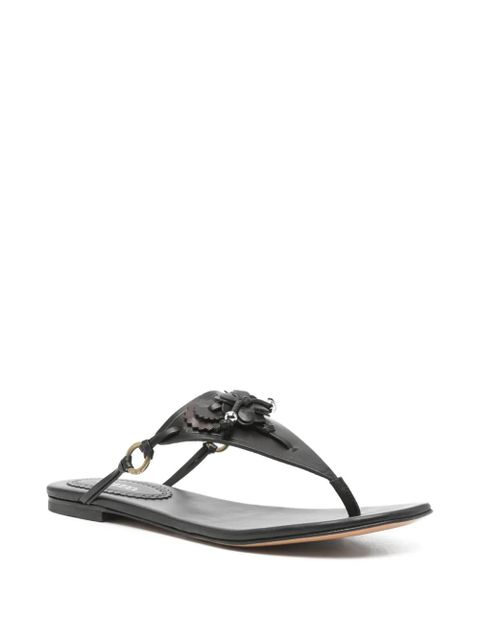 ISABEL MARANT Elato leather flowers-detail flat sandals - Black - zdjęcie produktu nr 2