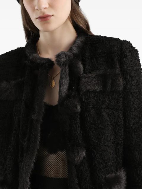 Dolce & Gabbana fur-trimmed tweed jacket - Black