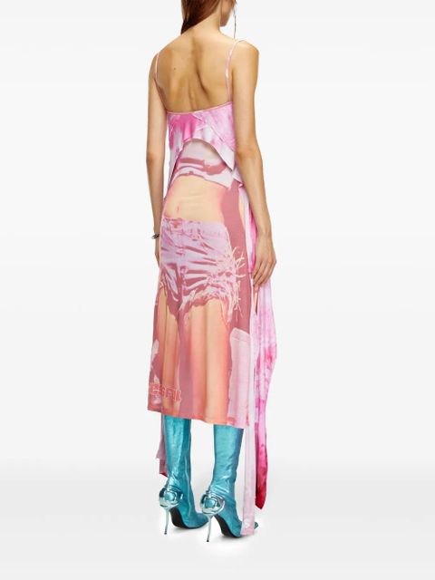 Diesel D-Malory-Long graphic-print draped dress - Pink