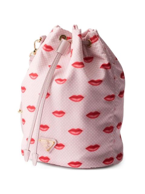 Prada Re-Nylon printed drawstring bucket bag - Pink