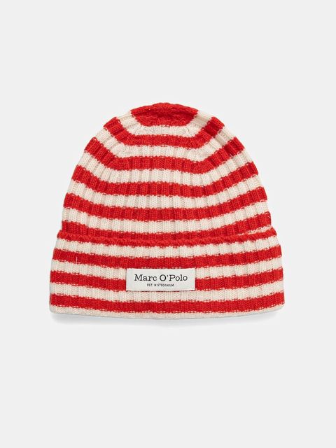 Marc O'Polo czapka wełniana kolor czerwony 600605401005 - zdjęcie produktu nr 1