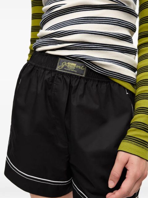GANNI logo-patch shorts - Black