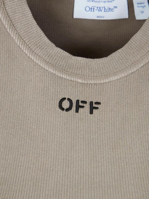 Off-White logo-print ribbed tank top - Neutrals