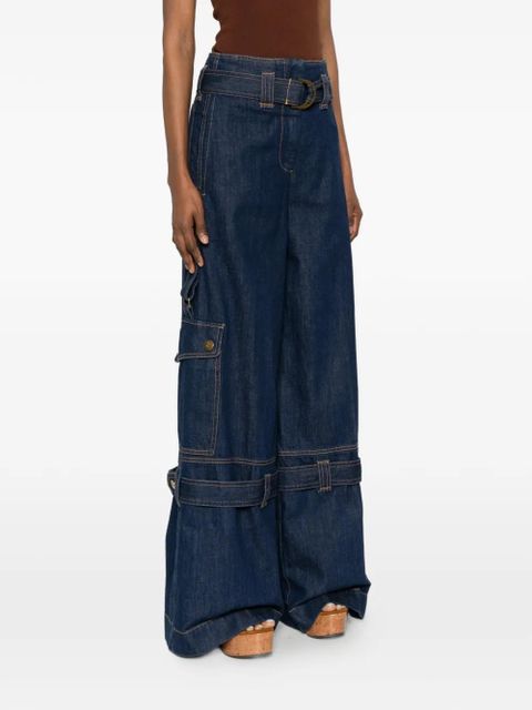 ZIMMERMANN belted flap-pockets jeans - Blue