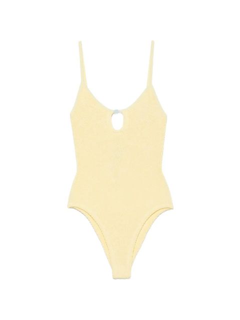 Hunza G Mia bead-embellished crinkle-effect swimsuit - Yellow - zdjęcie produktu nr 1