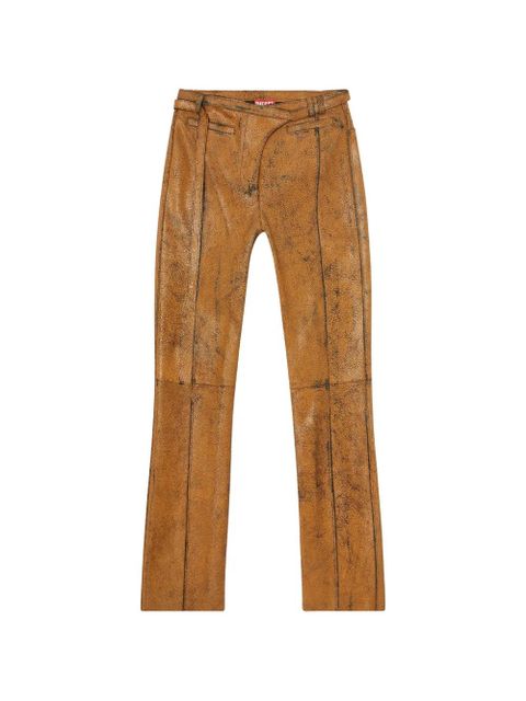 Diesel L-Croc leather trousers - Brown - zdjęcie produktu nr 1