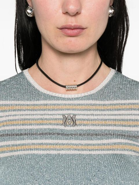 AMIRI logo-embroidered striped top - Blue