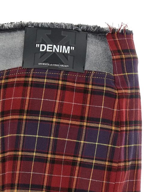 Off-White patchwork fringed midi skirt - Grey