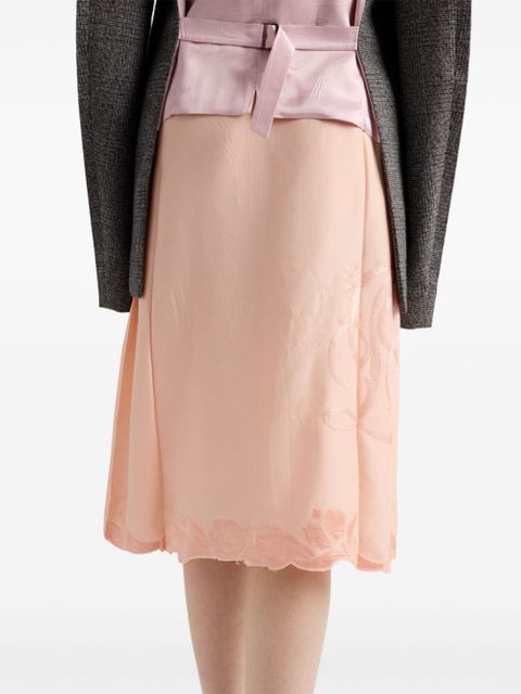 Prada embroidered silk skirt - Pink