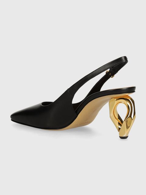 JW Anderson czółenka skórzane Chain Heel kolor czarny na słupku z odkrytą piętą ANW43022A - zdjęcie produktu nr 2
