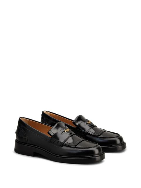 Tod's logo-plaque leather loafers - Black