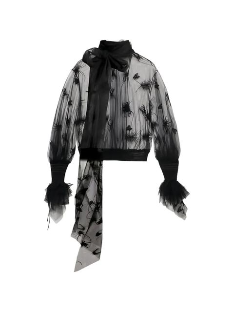 Blumarine insect-embroidered tulle blouse - Black - zdjęcie produktu nr 1