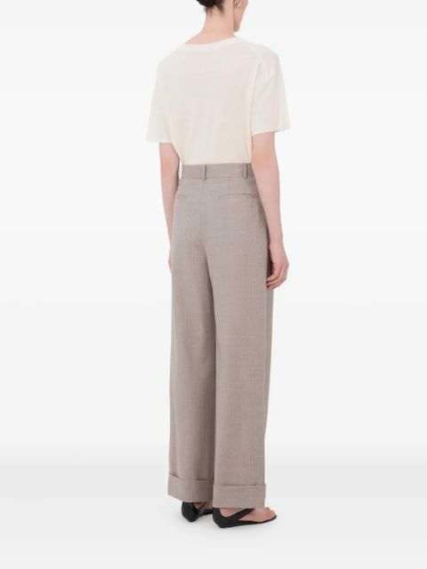 LouLou de Saison Davy pleated rolled trousers - Neutrals