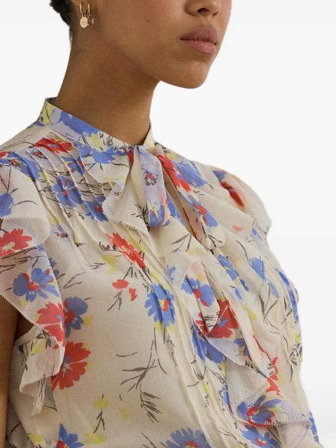 Lauren Ralph Lauren floral-print ruffled blouse - Neutrals