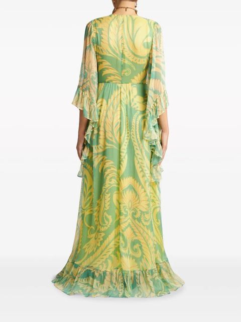 ETRO graphic-print silk dress - Green
