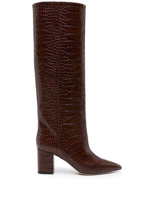 Paris Texas Anja 70mm crocodile-effect boots - Brown - zdjęcie produktu nr 1