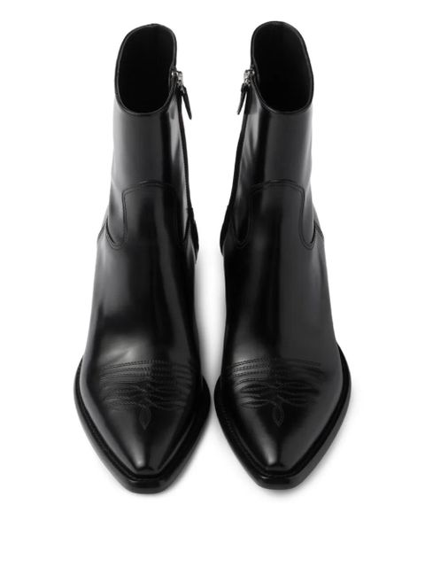Prada brushed-finish leather boots - Black
