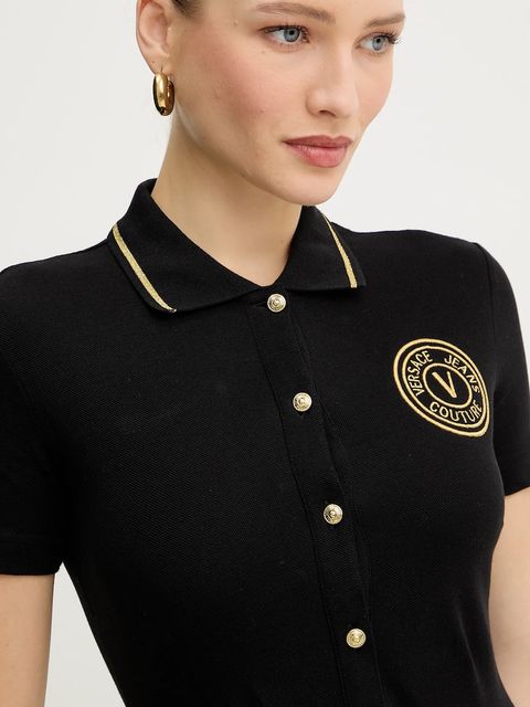 Versace Jeans Couture sukienka bawełniana kolor czarny mini prosta 79HAOT01 CJ01T