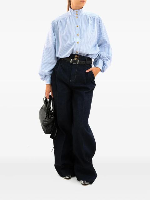 ZIMMERMANN high-neck balloon-sleeve blouse - Blue - zdjęcie produktu nr 2