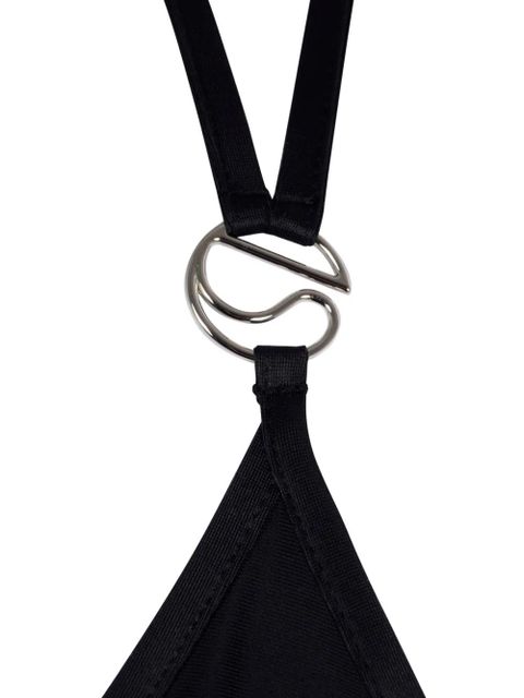 Coperni one-shoulder logo-plaque swimsuit - Black